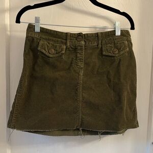 Chloe Olive Distressed Corduroy Mini Skirt